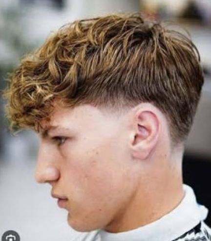 Textured curly top with low fade