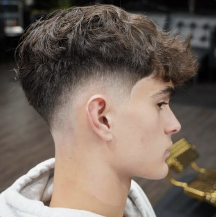 Burst fade on wavy hair